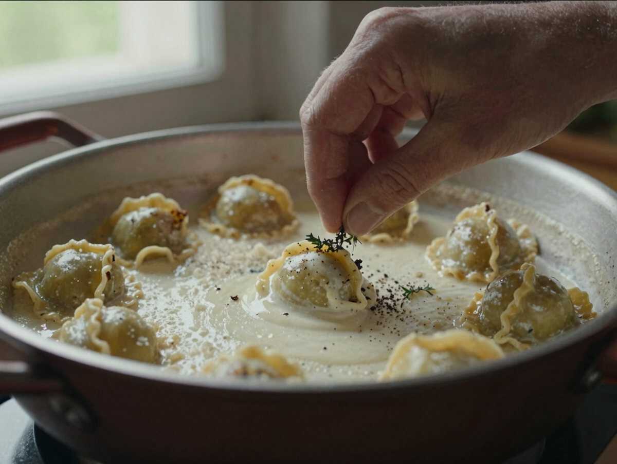 Un passaggio della preparazione — Maltagliati ai Funghi Porcini e Timo: un Primo Piatto Rustico dal Profumo di Bosco