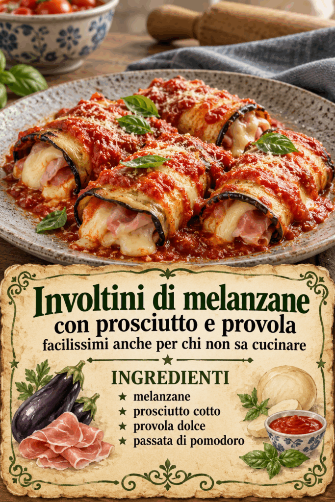 Involtini di melanzane con prosciutto e provola facilissimi anche per chi non sa cucinare