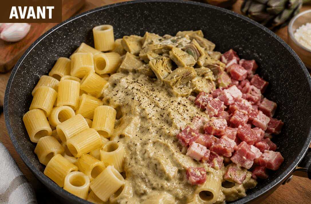 Mezze Maniche con Crema di Carciofi e Pancetta Croccante: la Ricetta Ricca di Gusto Perfetta per un Pranzo Speciale