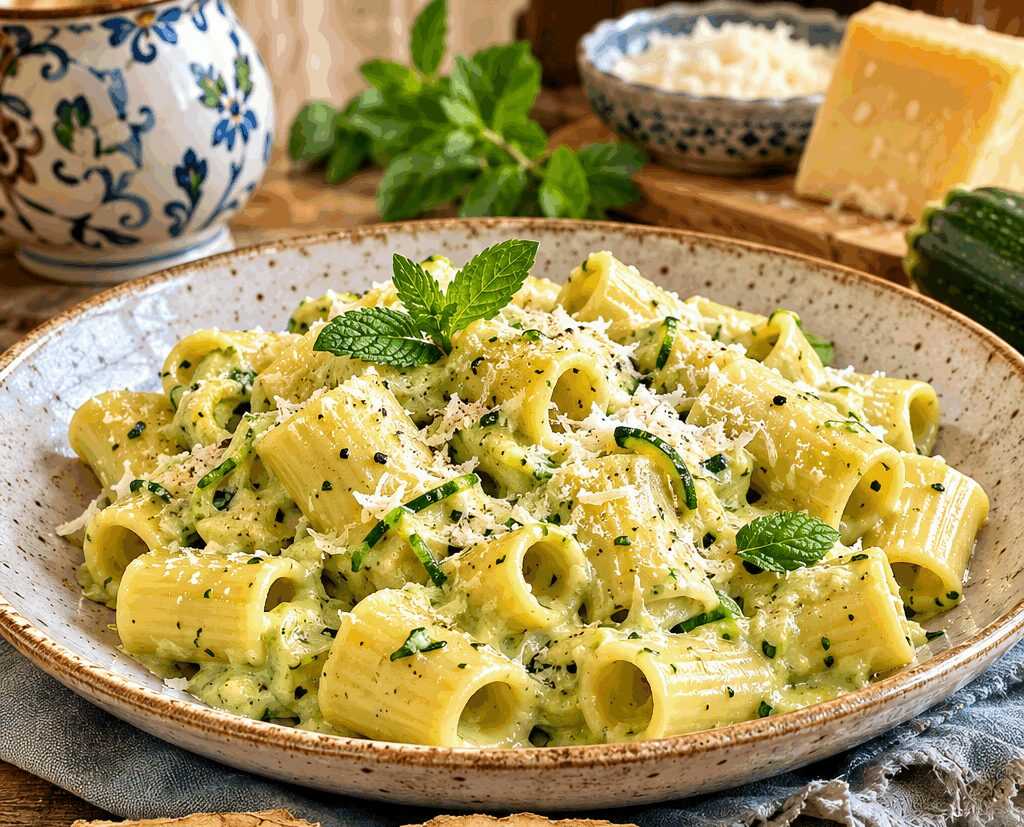 Mezze Maniche con Crema di Zucchine e Menta