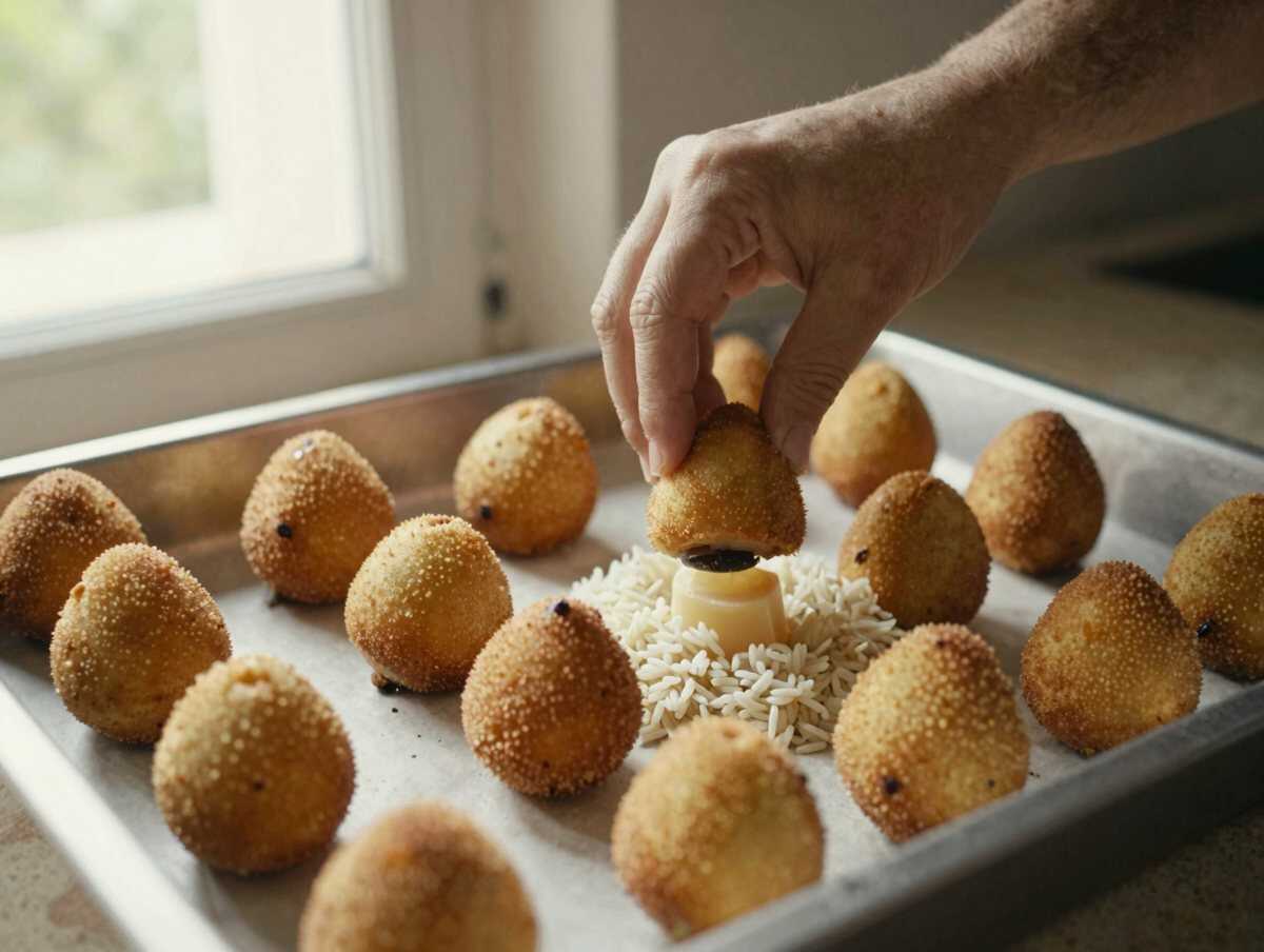 Forma i mini arancini — Mini arancini da buffet per Ferragosto: dosi, tempi e vassoi per non impazzire