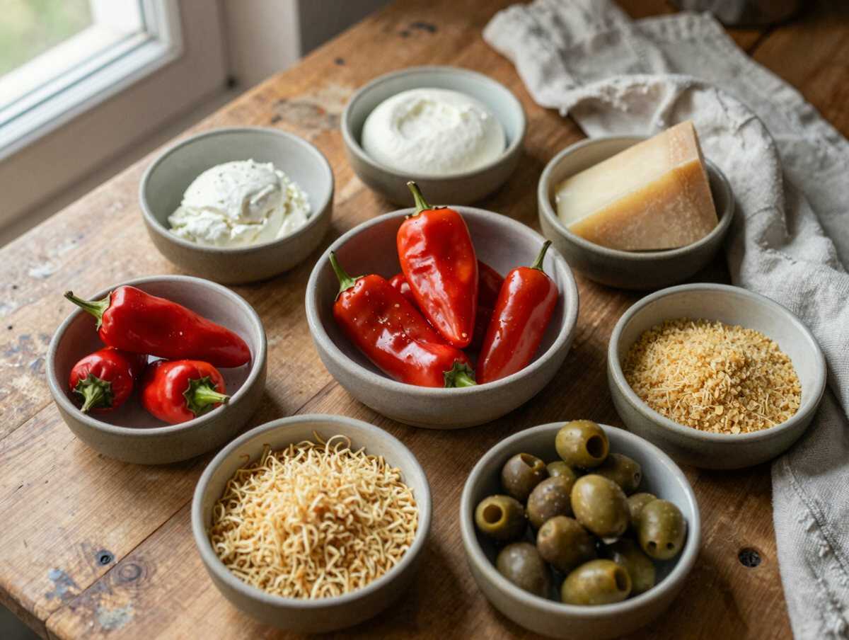 Gli ingredienti per Mini peperoni ripieni da buffet per un aperitivo all’italiana da applausi