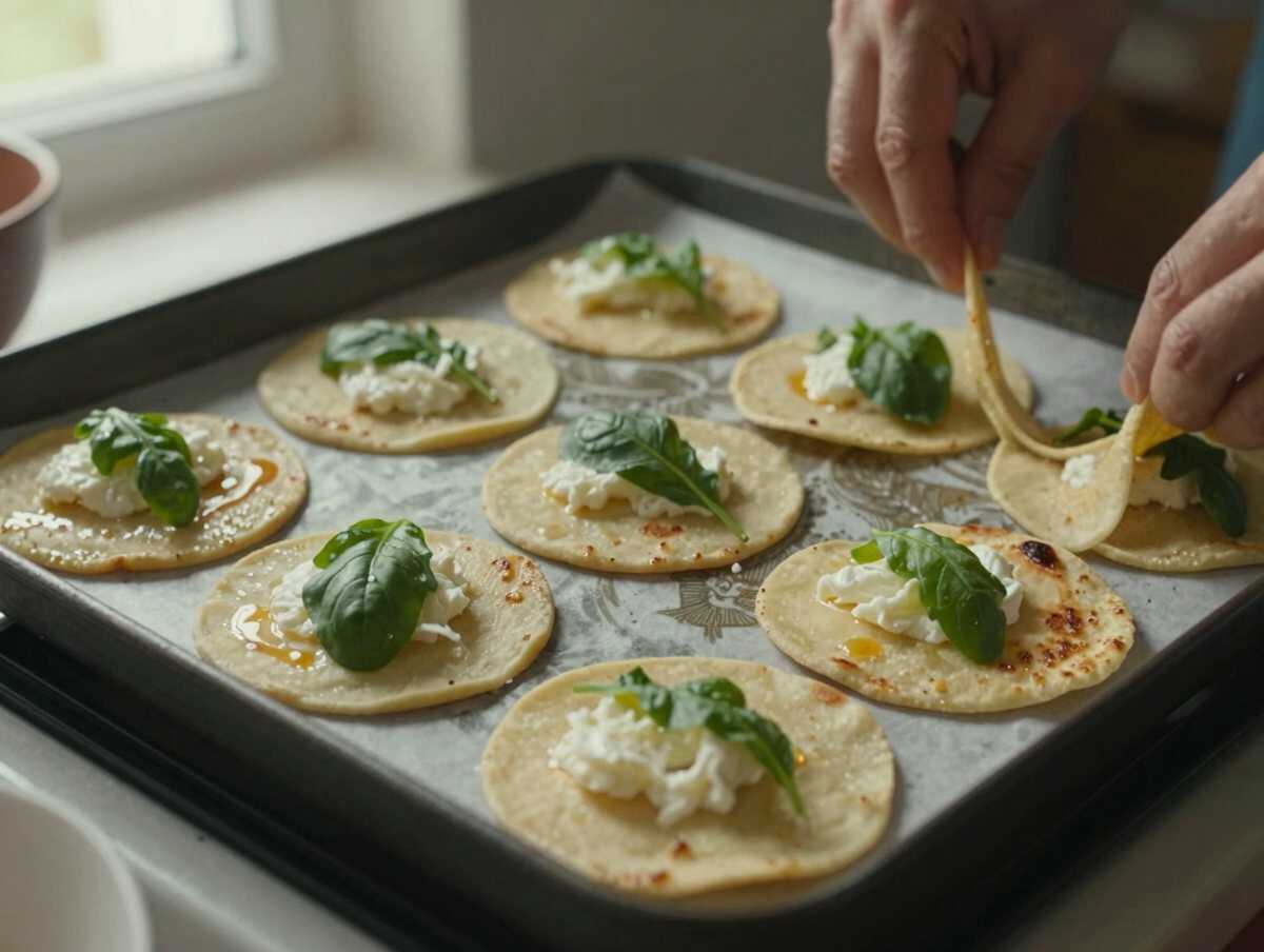 Cuocete le piadine — Mini piadine con squacquerone e rucola, il classico del buffet che funziona sempre