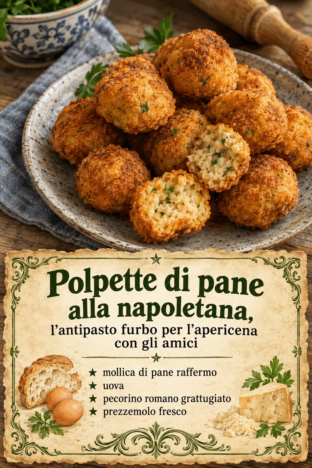 Polpette di pane alla napoletana per l’apericena: pronte in mezz’ora, dosi per sei