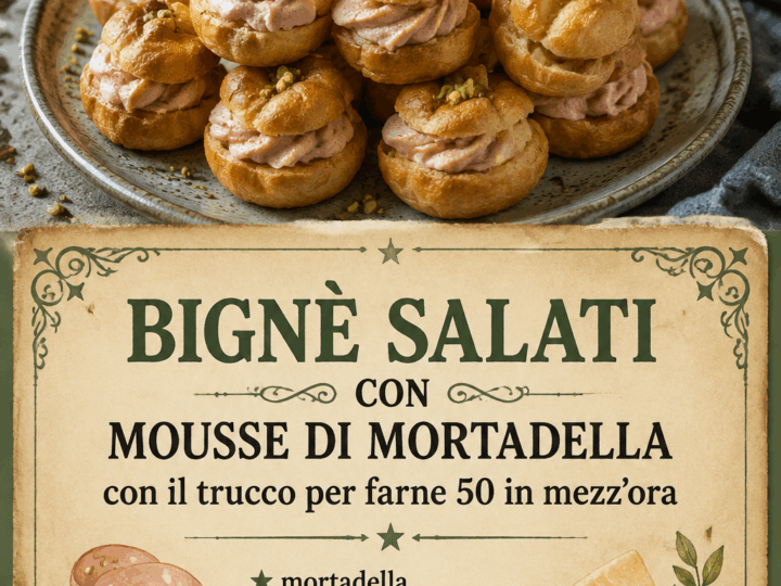 Bignè salati con mousse di mortadella con il trucco per farne 50 in mezz’ora