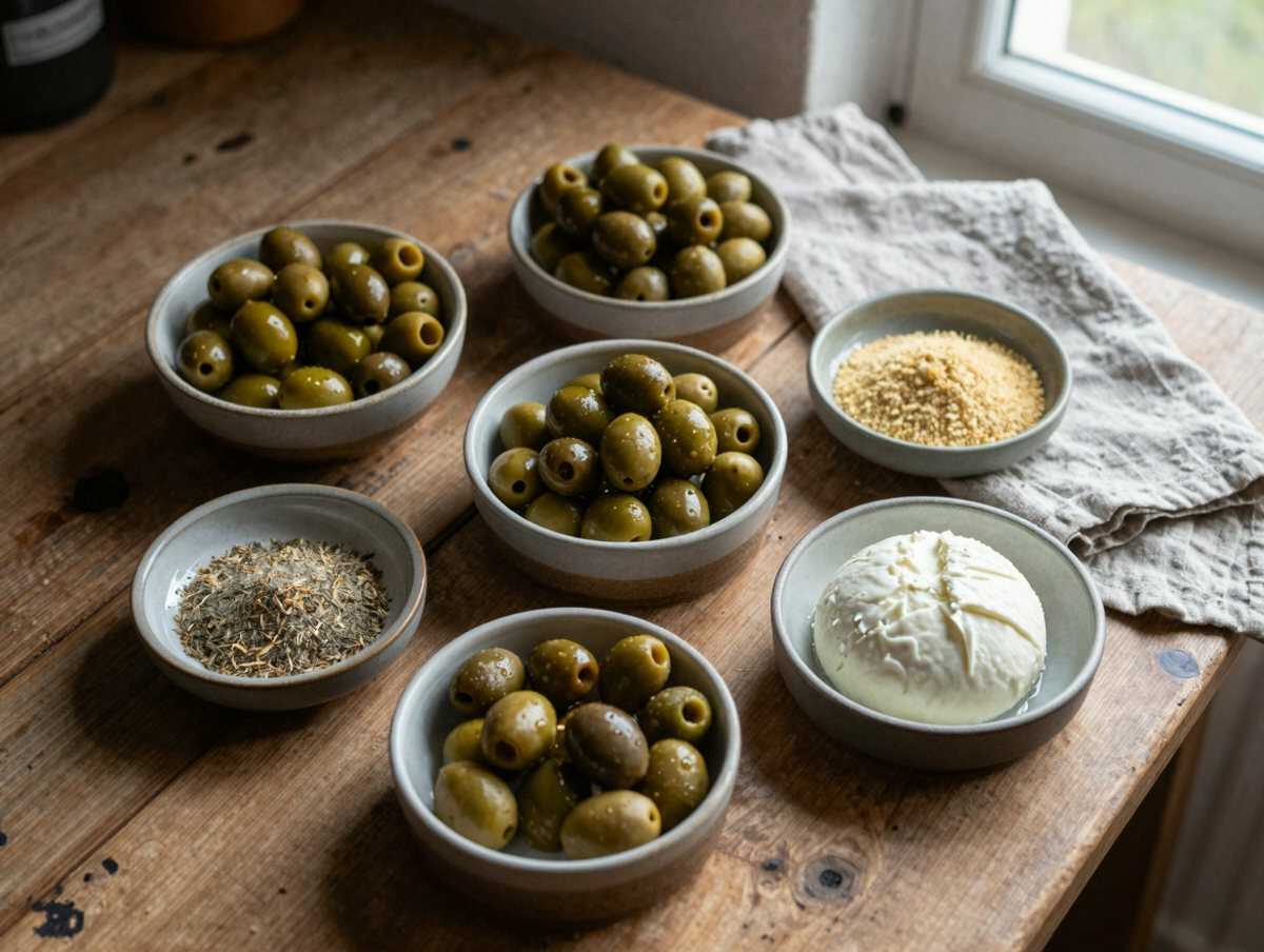 Gli ingredienti per Olive ascolane vegetariane scenografiche ma semplicissime da fare