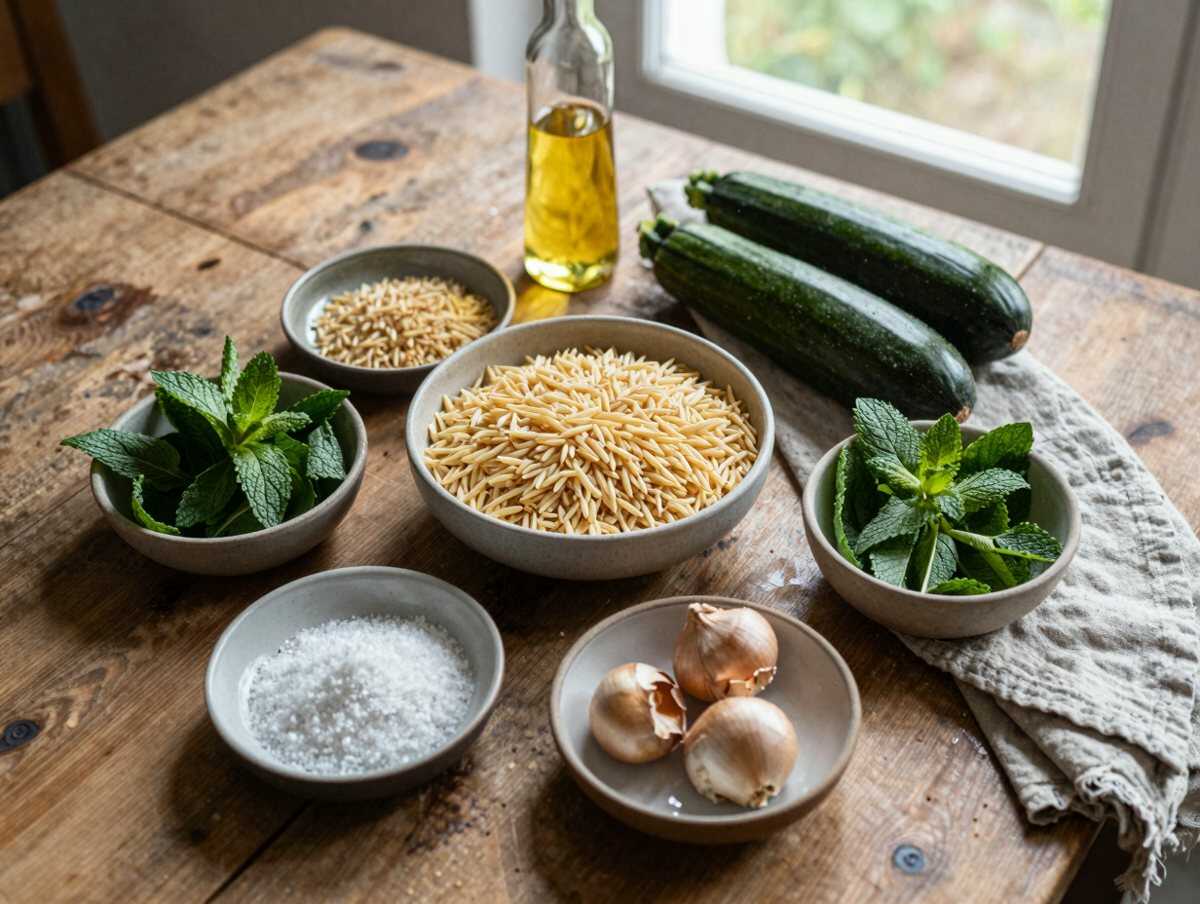Gli ingredienti per Orzo Freddo con Zucchine e Menta