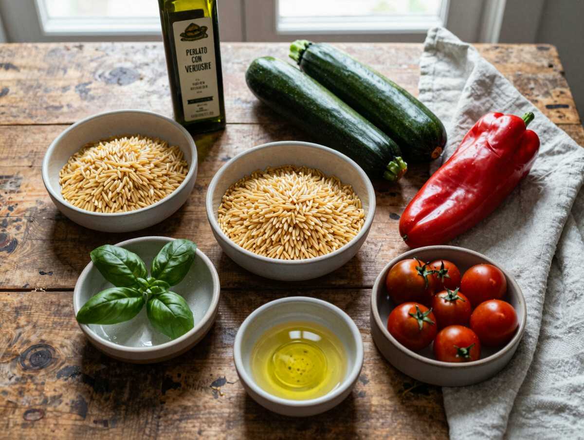 Gli ingredienti per Orzo Perlato con Verdure Estive