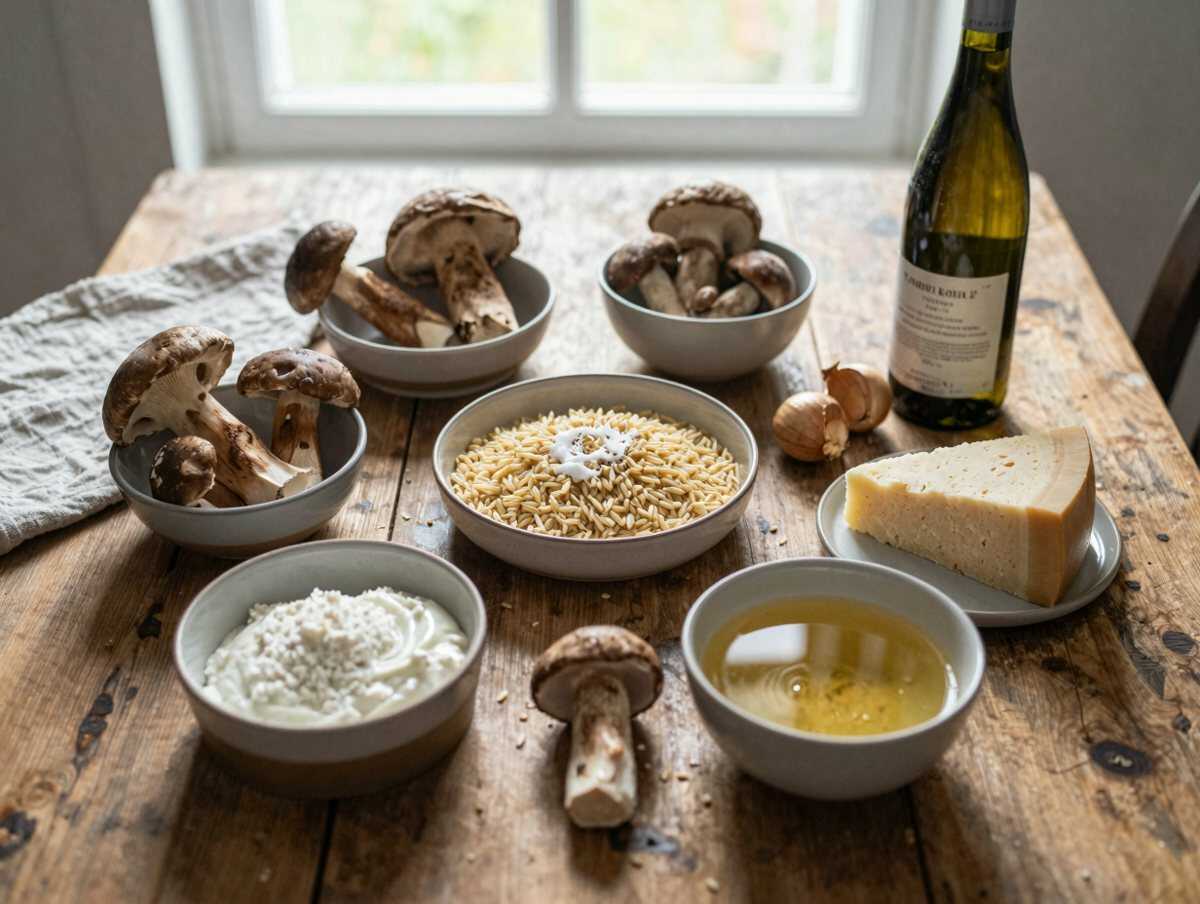 Gli ingredienti per Orzotto ai Funghi Cremoso Senza Panna