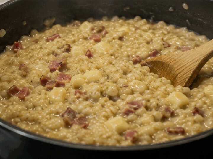 Orzotto alla trentina con speck e formaggio (Trentino-Alto Adige)