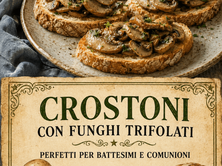 Crostoni con funghi trifolati perfetti per battesimi e comunioni