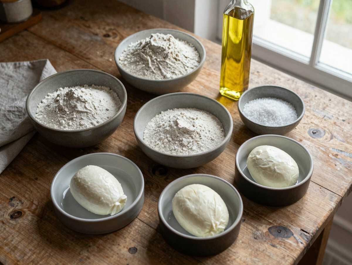 Gli ingredienti per Panzerotti pugliesi pomodoro e mozzarella perfetti per il buffet di compleanno