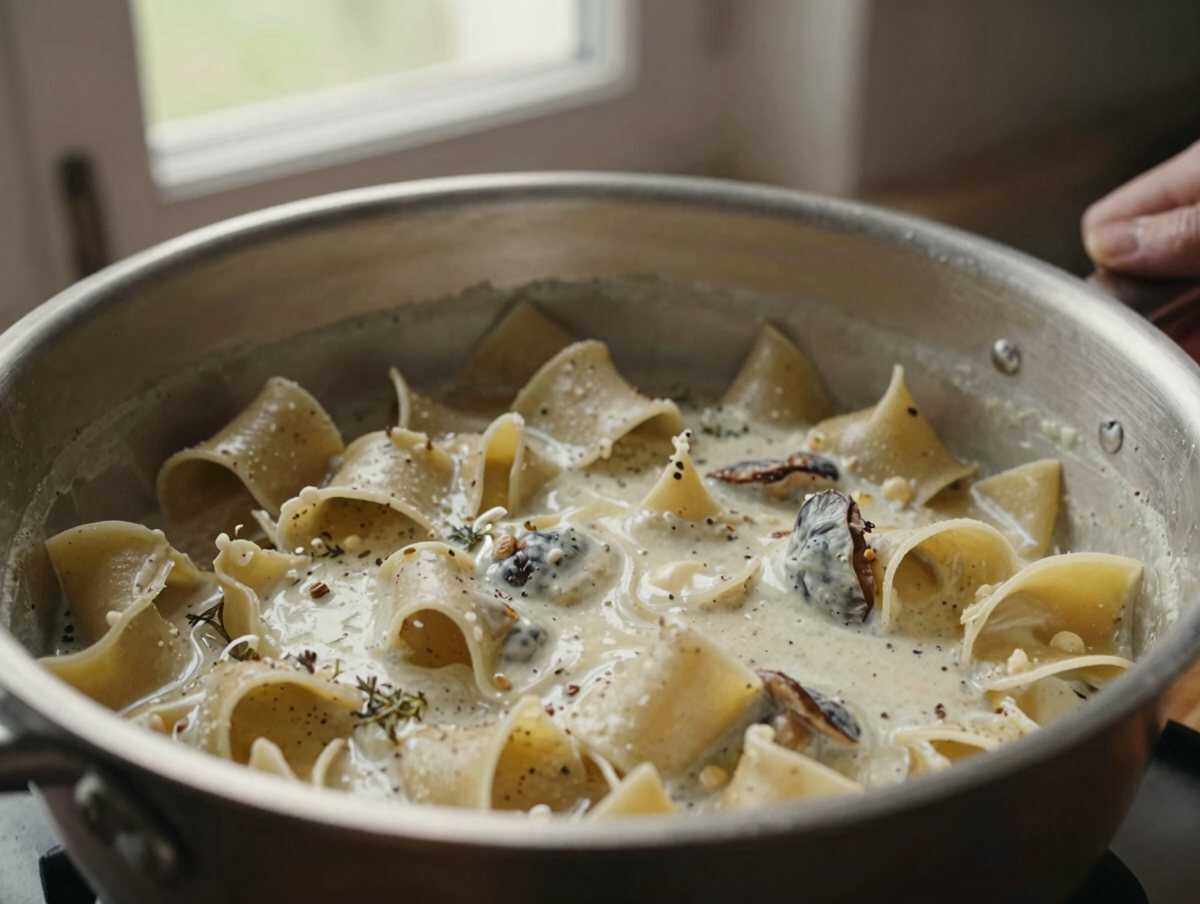 4. Preparare la crema — Pappardelle ai Porcini e Timo: la Ricetta Cremosa e Profumata Perfetta per l’Autunno