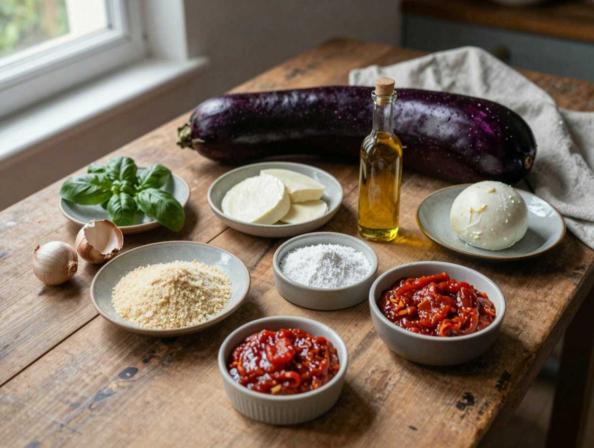 Gli ingredienti per Parmigiana di melanzane in monoporzione, la ricetta che gira in tutte le chat di famiglia