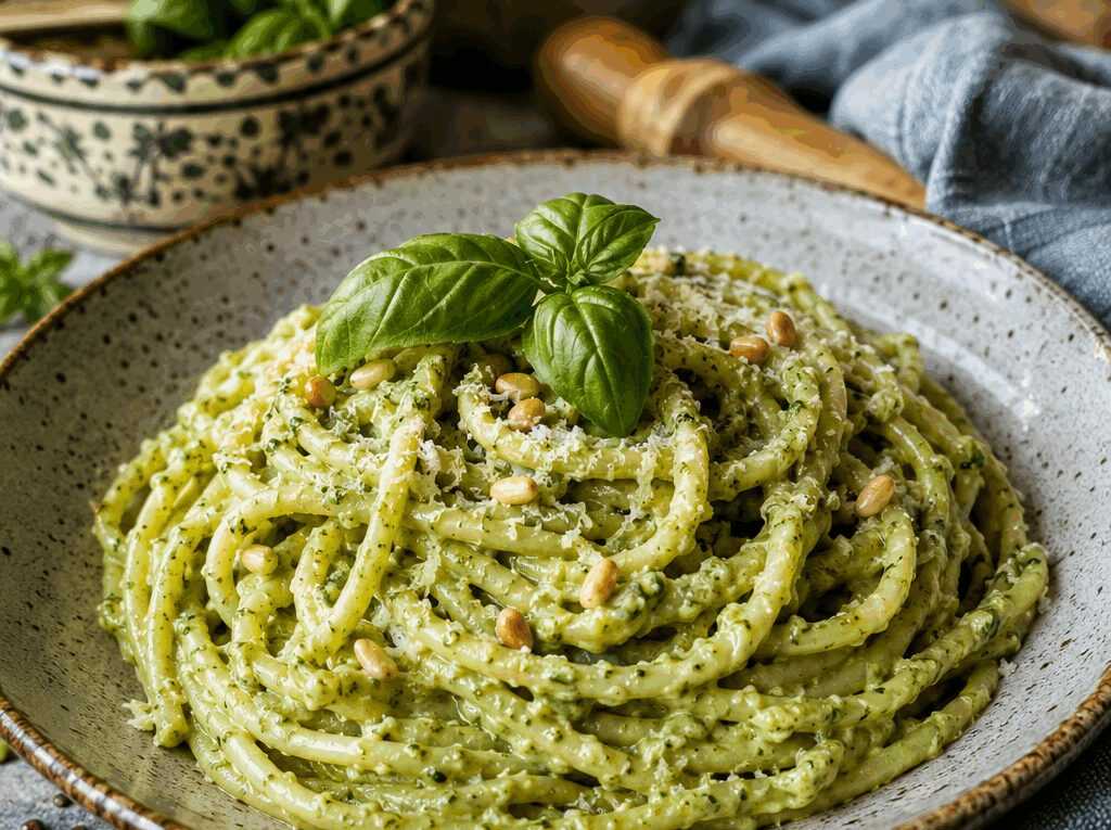 Pasta al Pesto di Avocado e Basilico