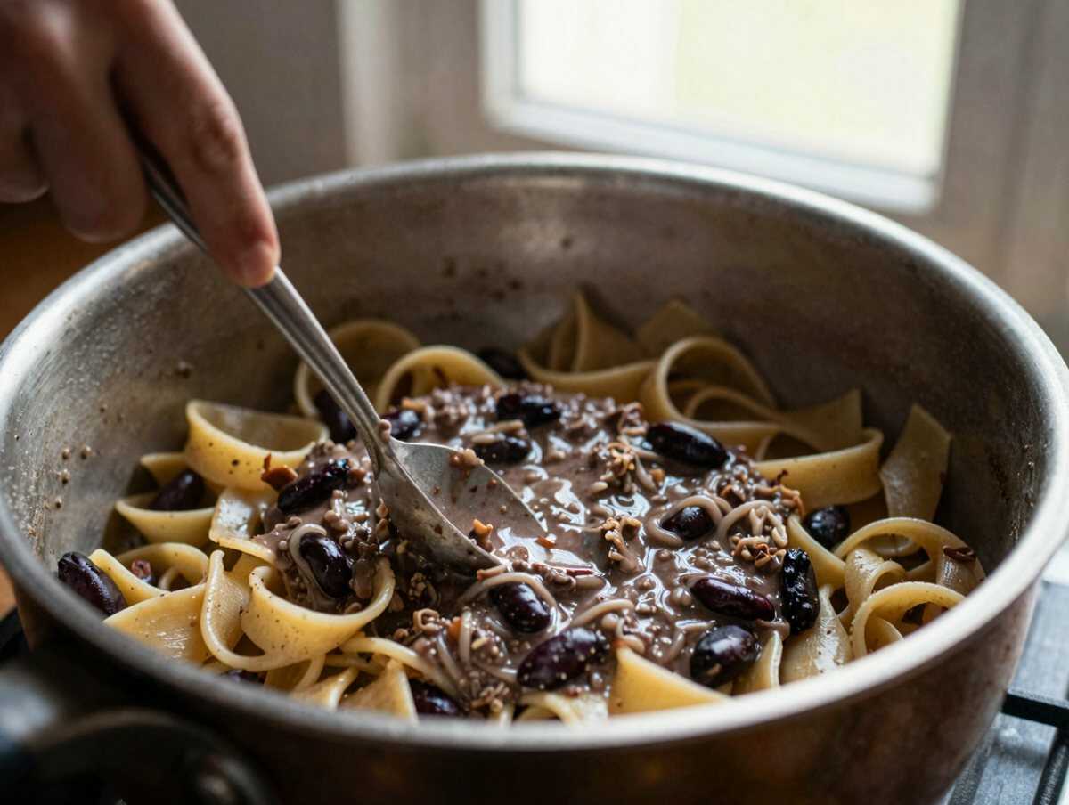 Cuoci lentamente il sugo — Pasta al Ragù di Lenticchie