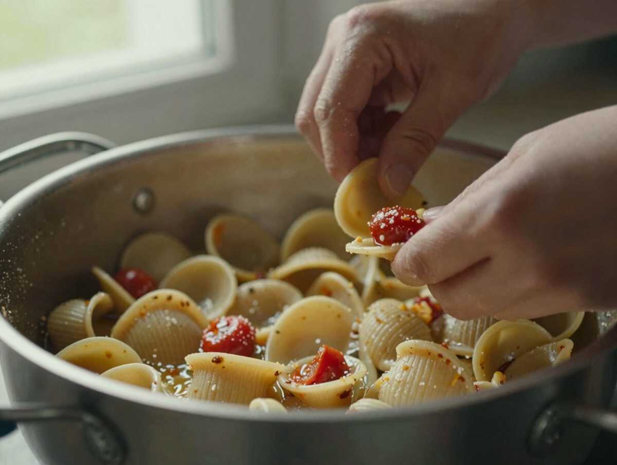 Condite la pasta alla crudaiola — Pasta alla Crudaiola Pugliese