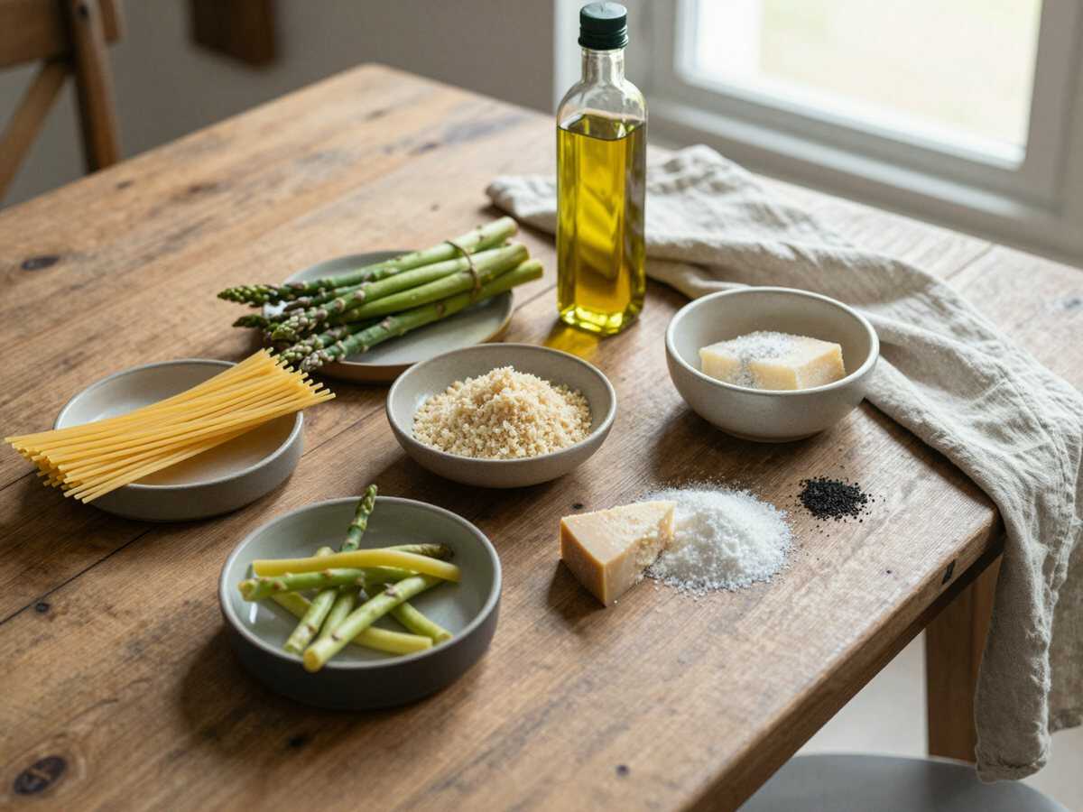 Gli ingredienti per Pasta con Asparagi e Pecorino