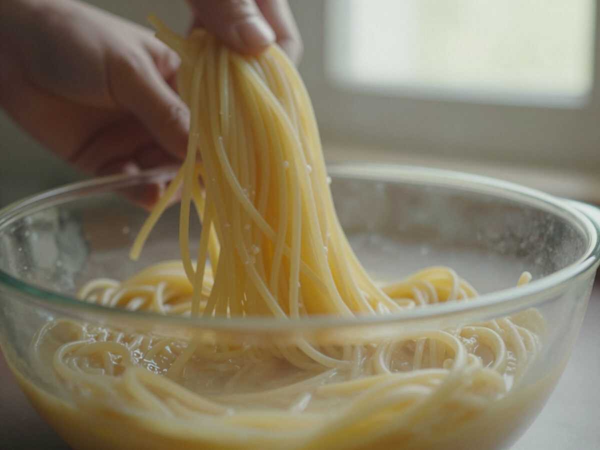 Cuocere la pasta — Pasta e Zucchine alla Nerano Light