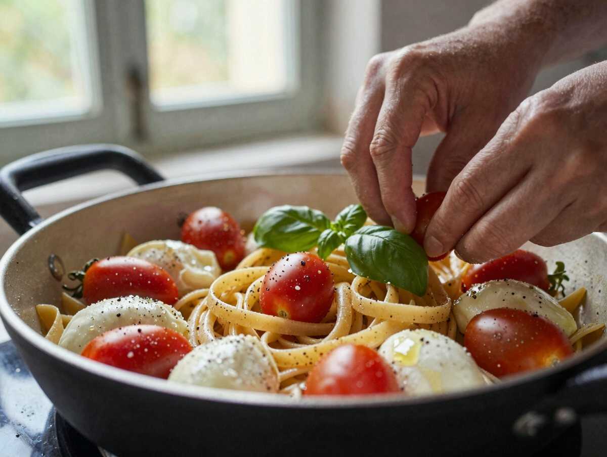 Condire la pasta fredda — Pasta Fredda alla Caprese per l’Estate