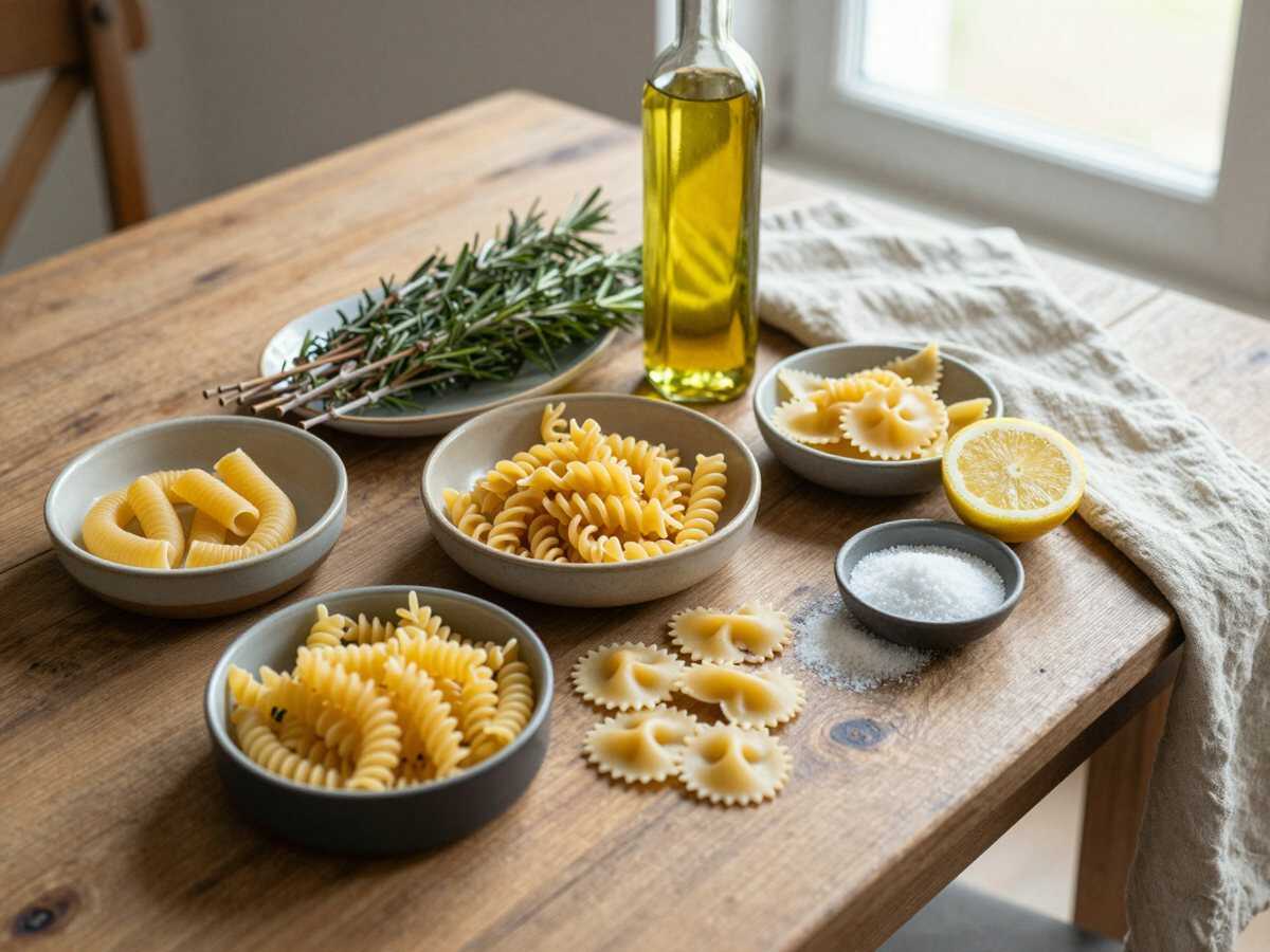 Gli ingredienti per Pasta Fredda con Ceci e Rosmarino