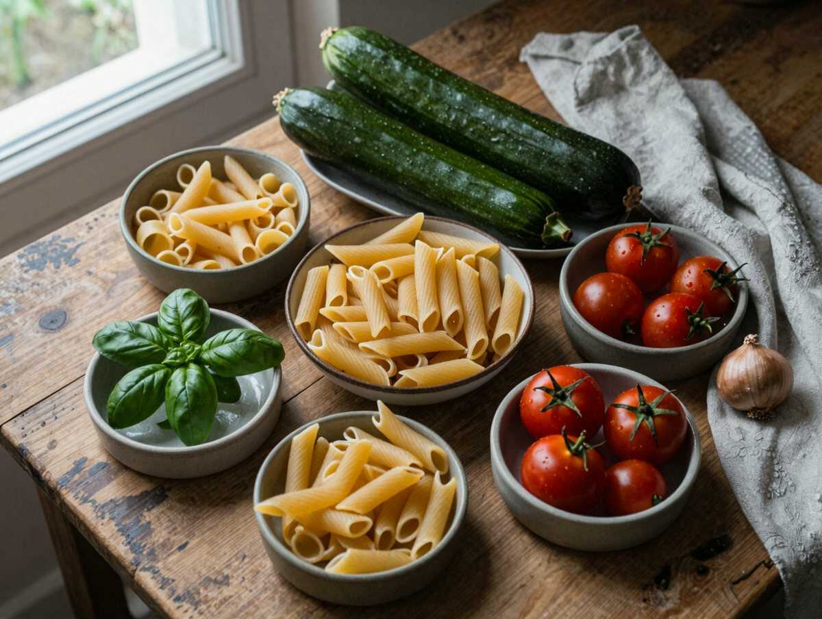 Gli ingredienti per Pasta Fredda Integrale con Verdure Grigliate