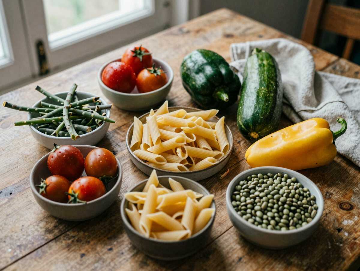 Gli ingredienti per Pasta Primavera con Verdure Croccanti