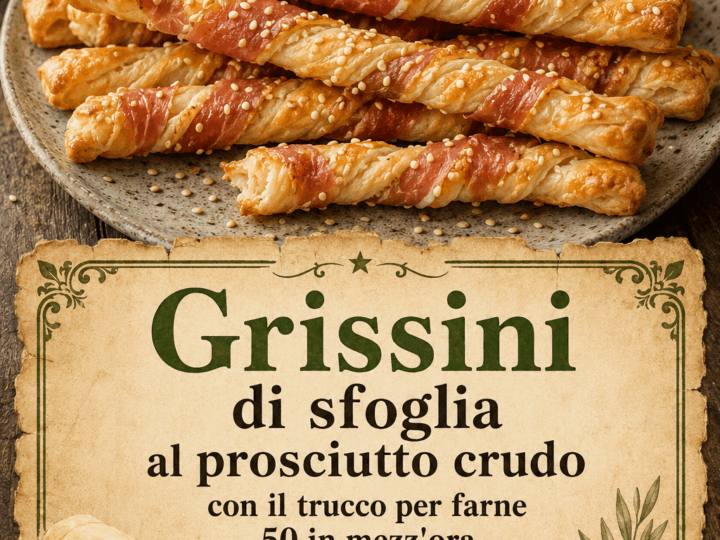 Grissini di sfoglia al prosciutto crudo con il trucco per farne 50 in mezz’ora