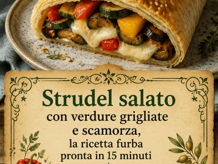 Strudel salato con verdure grigliate e scamorza, la ricetta furba pronta in 15 minuti
