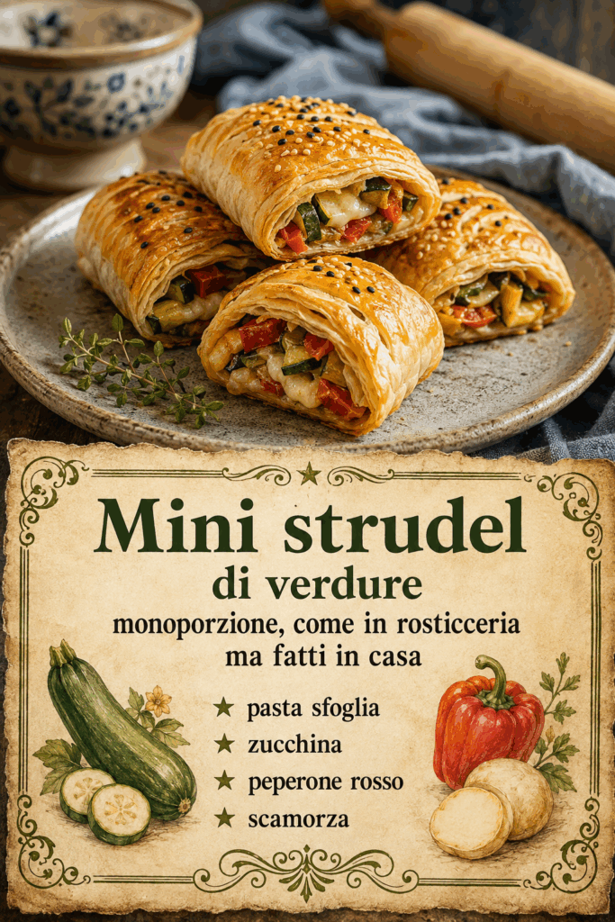 Mini strudel di verdure monoporzione, come in rosticceria ma fatti in casa