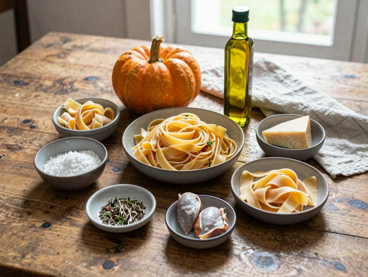 Gli ingredienti per Pasta Zucca e Salsiccia Versione Light