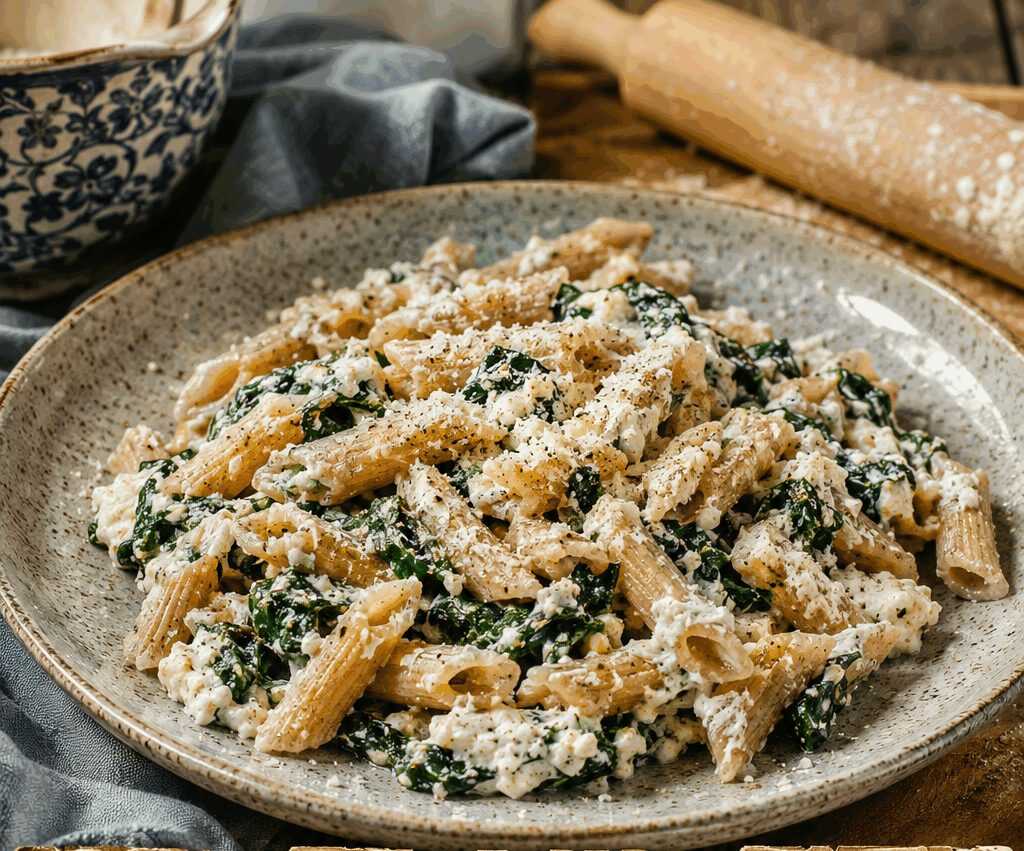 Penne Integrali con Ricotta e Spinaci