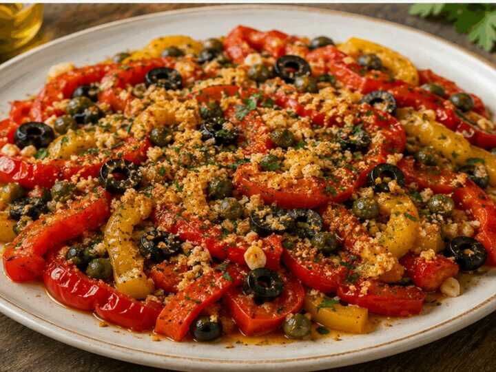 Peperoni ammollicati con capperi, olive e pangrattato – Basilicata