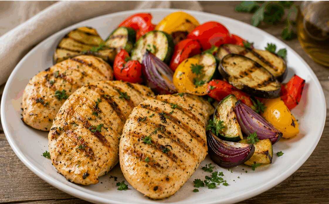 Petto di Pollo Grigliato con Verdure: la Ricetta Light Sana e Gustosa Pronta in 25 Minuti