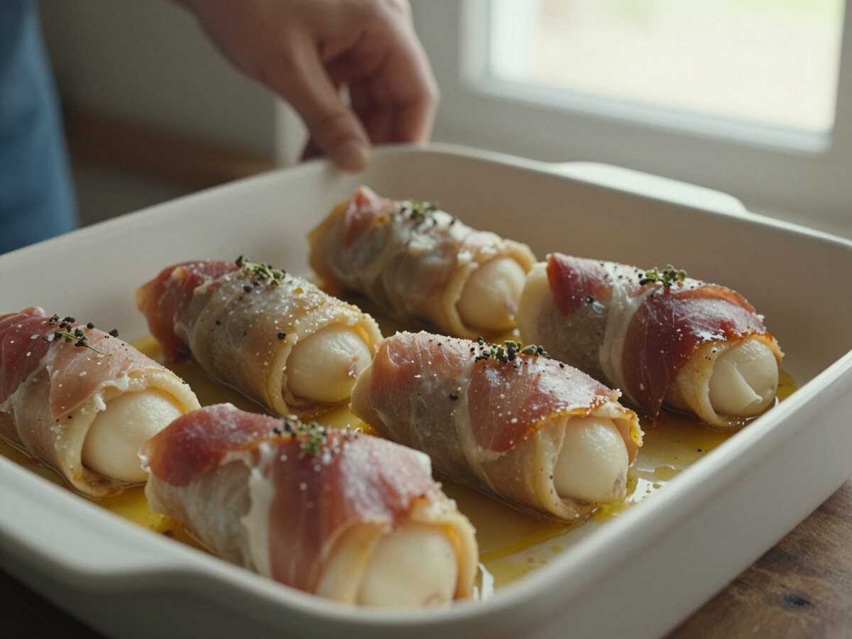 Un passaggio della preparazione — Petto di Tacchino Ripieno di Prosciutto e Scamorza