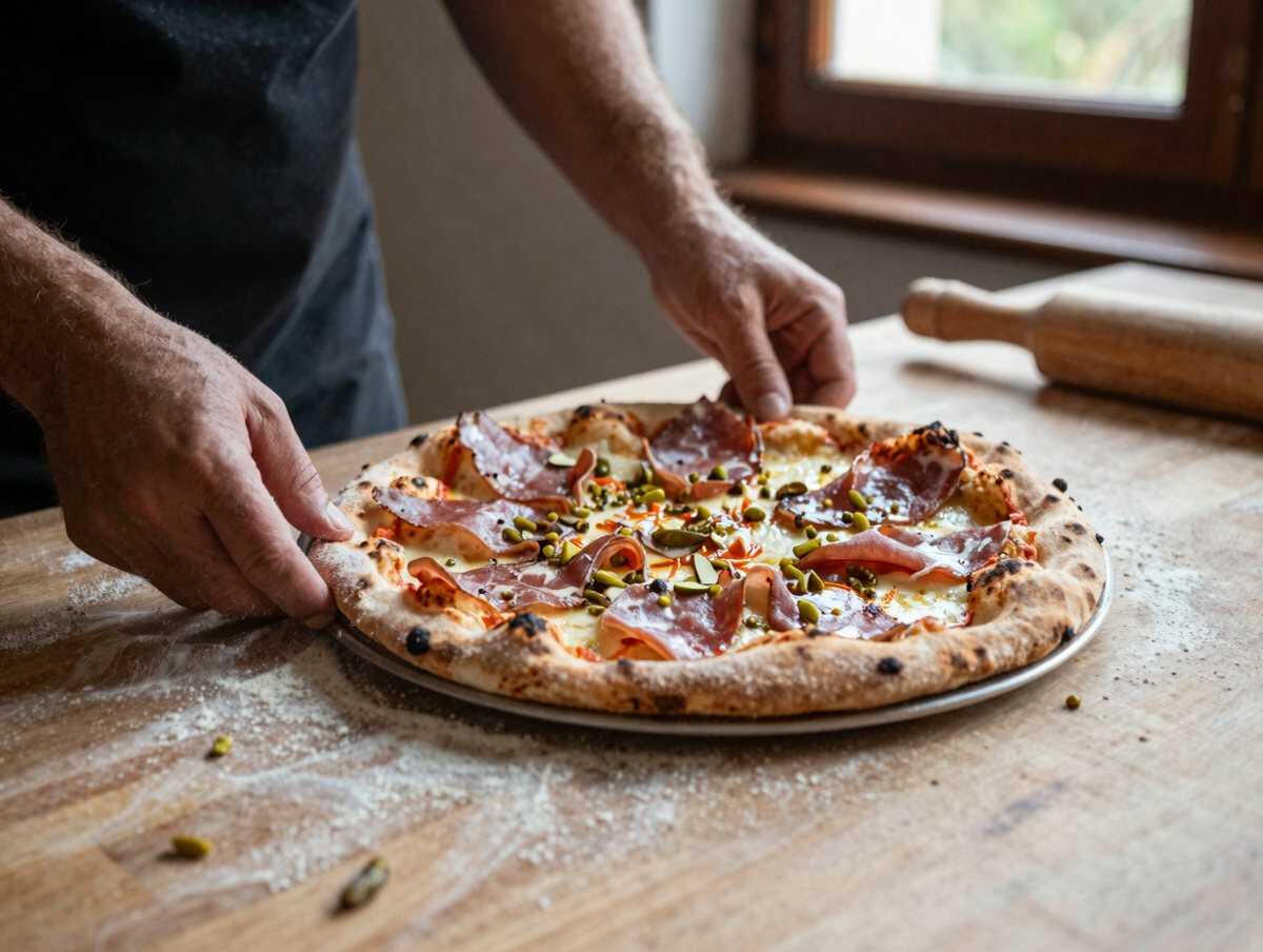 5. Stendere la pizza alla pala — Pizza alla Pala Romana con Mortadella e Pistacchio