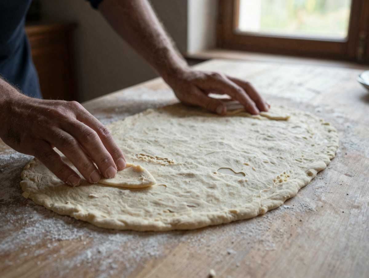 4. Stendi e condisci la pizza — Pizza Bianca Romana con Patate e Rosmarino