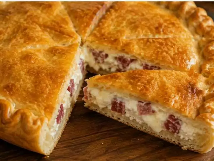 Pizza rustica napoletana con ricotta e salame
