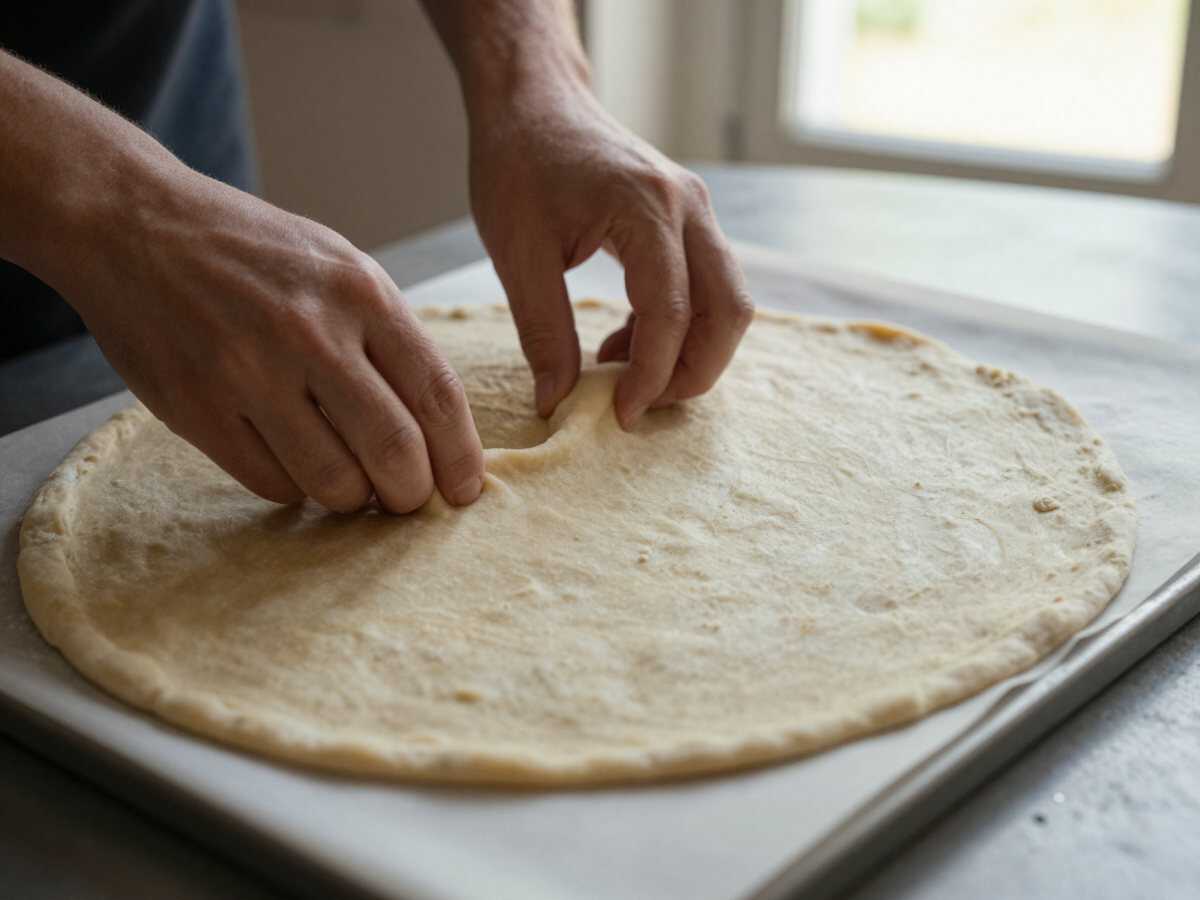5. Stendere l’impasto — Pizza Sardenaira di Sanremo