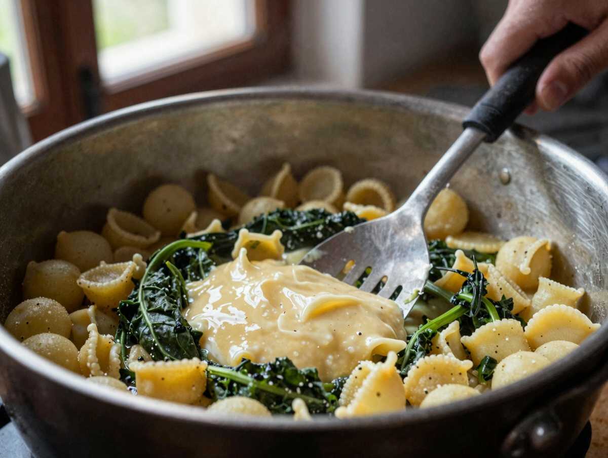 4. Preparare il burro aromatizzato — Pizzoccheri della Valtellina con patate, verza e Fontina