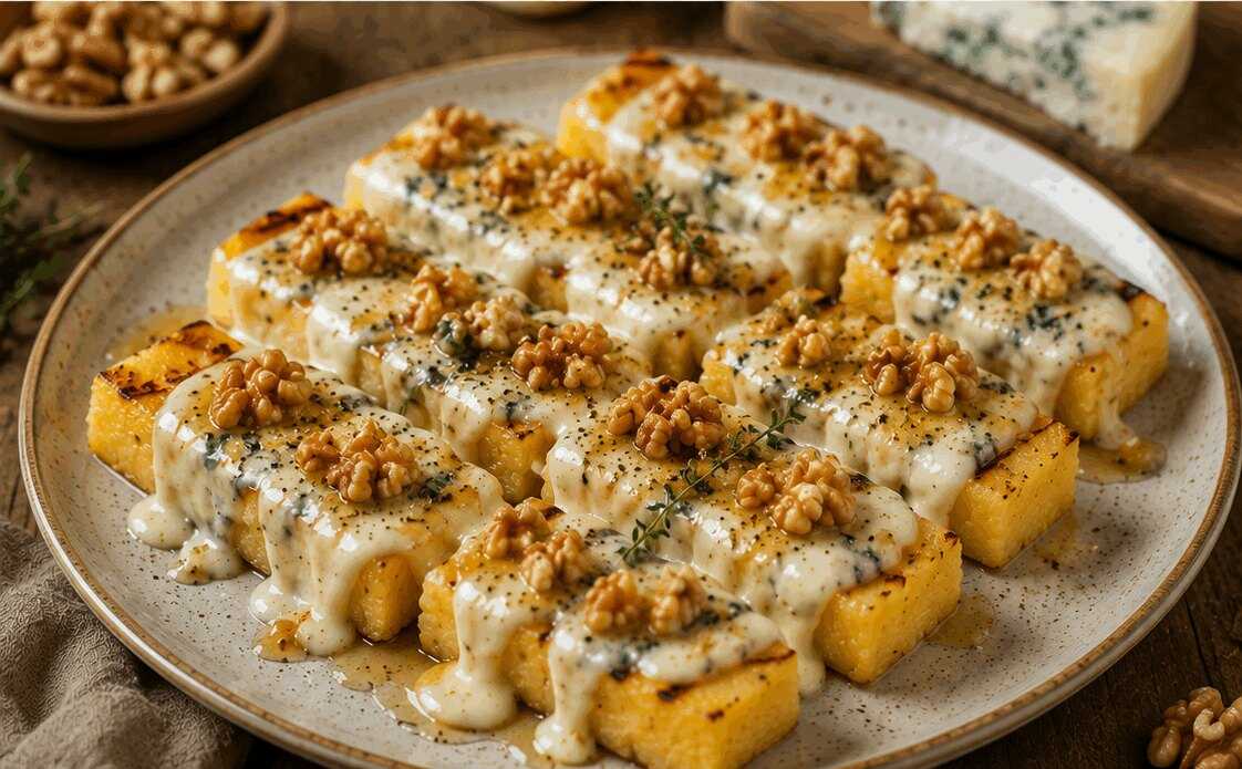 Polenta Grigliata con Gorgonzola e Noci: la Ricetta Rustica e Raffinata Perfetta per Stupire gli Ospiti