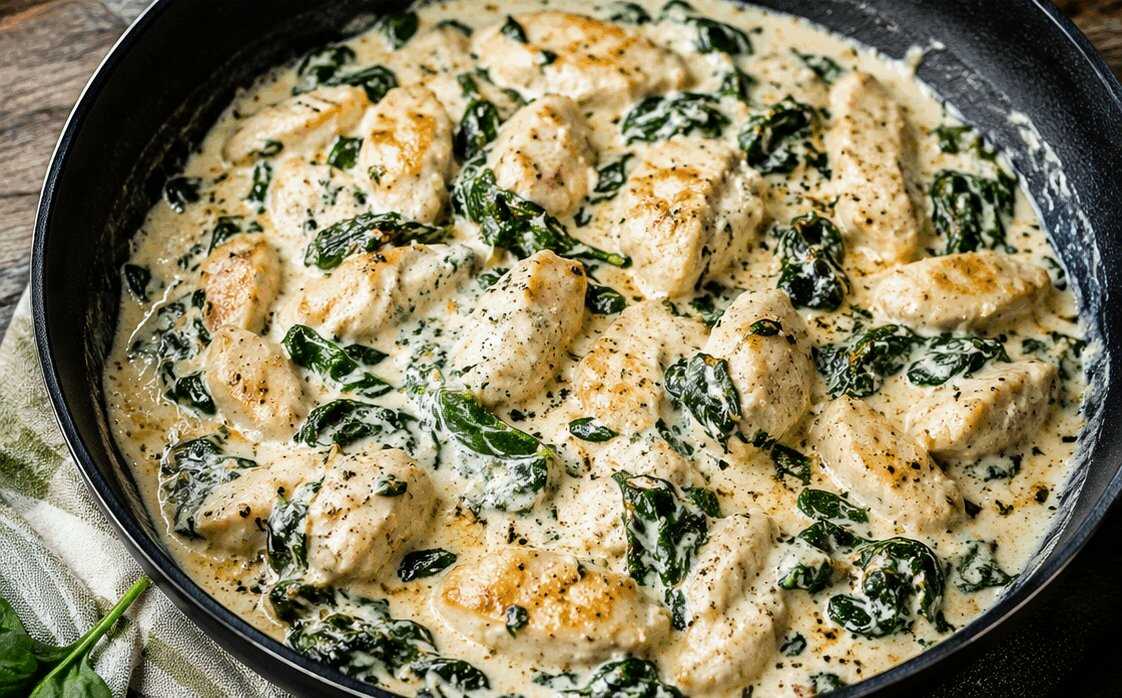 Pollo agli Spinaci e Panna: la Ricetta Cremosa e Delicata che Conquista al Primo Assaggio