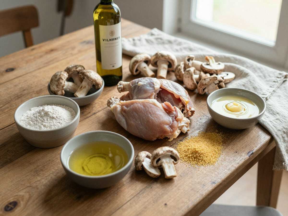 Gli ingredienti per Pollo ai Funghi Senza Panna