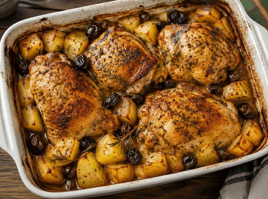 Pollo al Forno con Patate e Olive: la Ricetta Rustica e Profumata che Conquista Tutta la Famiglia