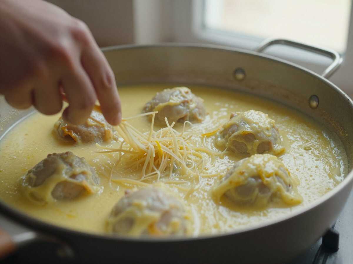 Crea la salsa cremosa al limone — Pollo al Limone Cremoso in Padella