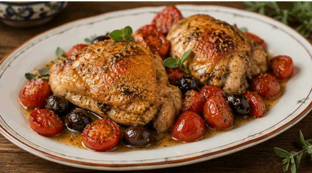 Pollo alla cilentana con pomodorini, olive e origano