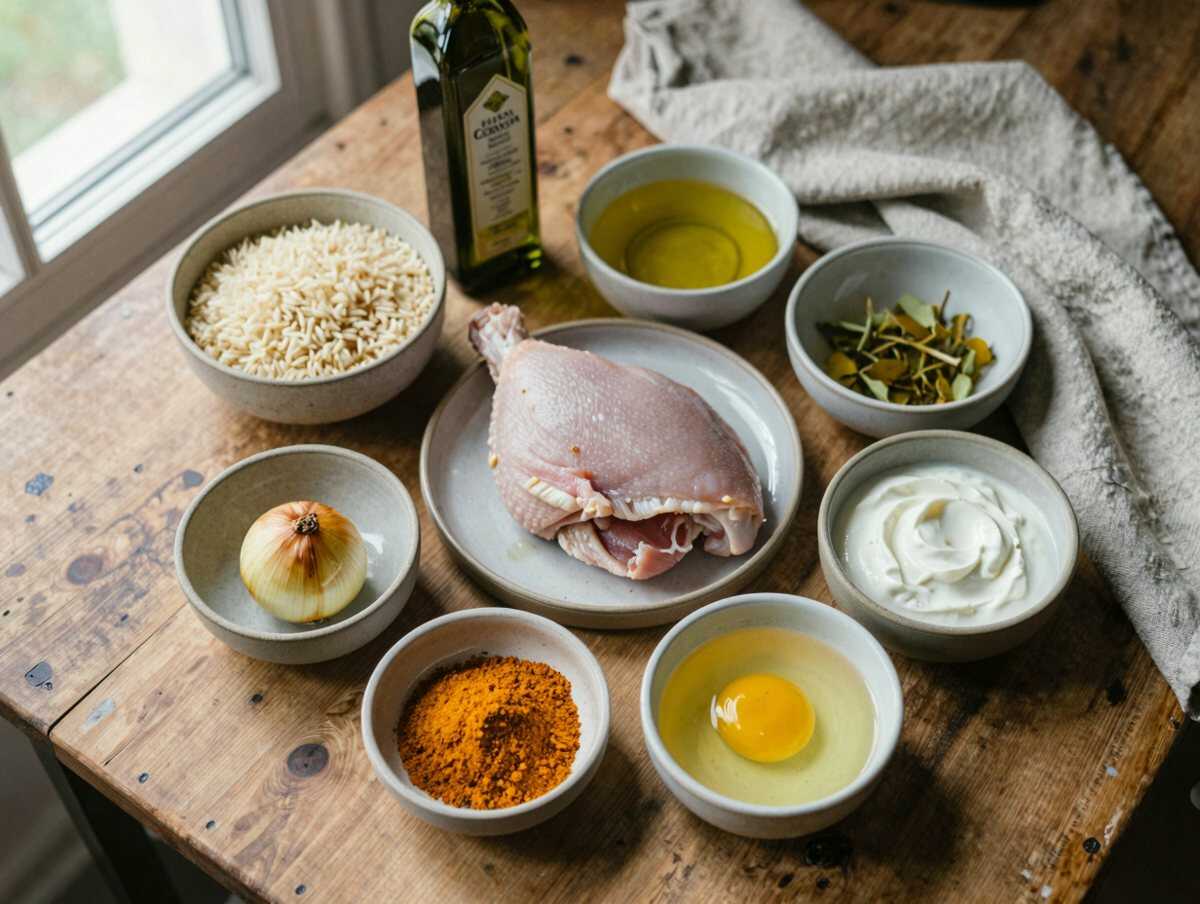 Gli ingredienti per Pollo alla Curcuma con Riso Integrale