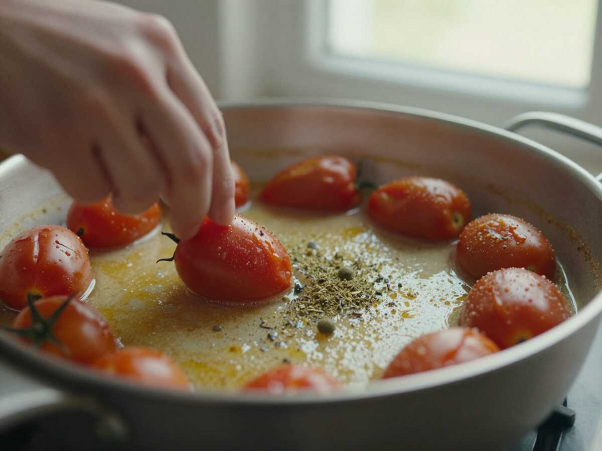 3. Aggiungere pomodorini e capperi — Pollo alla Mediterranea con Pomodorini e Capperi: la Ricetta Leggera e Ricca di Sapore Perfetta per Ogni Stagione