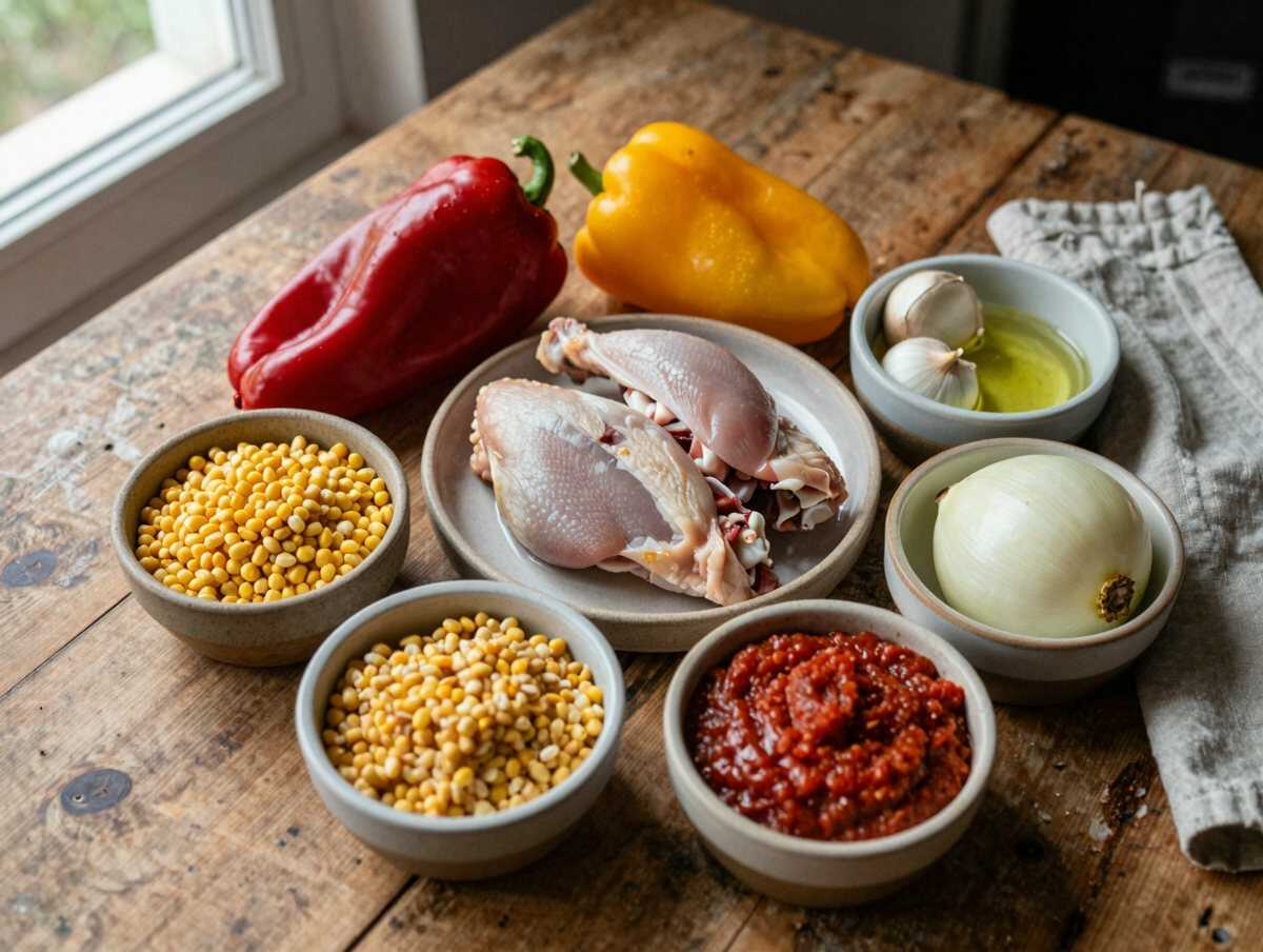 Gli ingredienti per Pollo alla Messicana con Peperoni e Mais