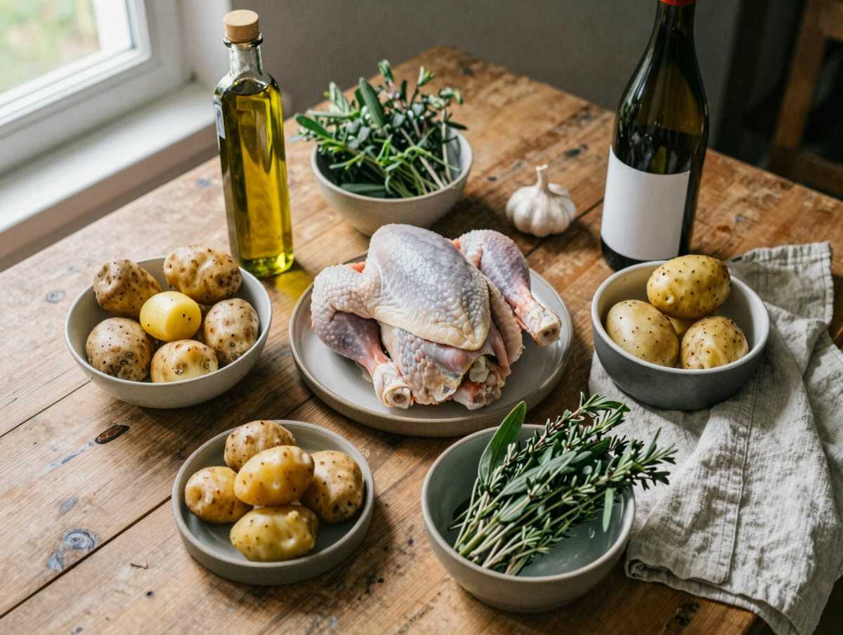 Gli ingredienti per Pollo alle Erbe con Patate al Forno